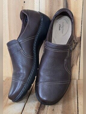 CLARKS Collection Womens 9 M 40 Brown Leather Cora Poppy Comfort Loafers